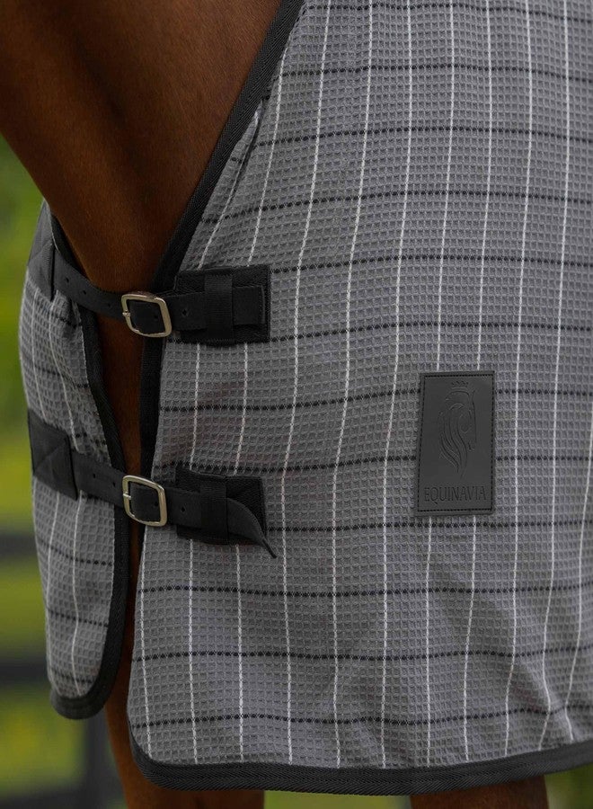 Equinavia Luftig Waffle Cooler | 100% Cotton - Grey/Black - 76 in - Image 4
